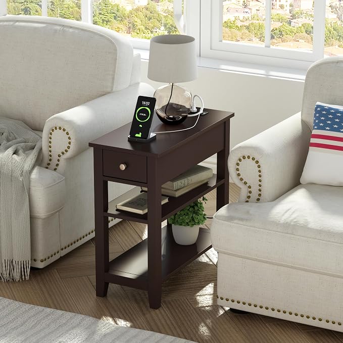 ChooChoo Narrow End Table Set of 2, Side Table Living Room - Image 5