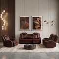Power Recliner Sofa Set with LED, Leather Reclining Sofa Set, Living Room by PonlivingFurniture