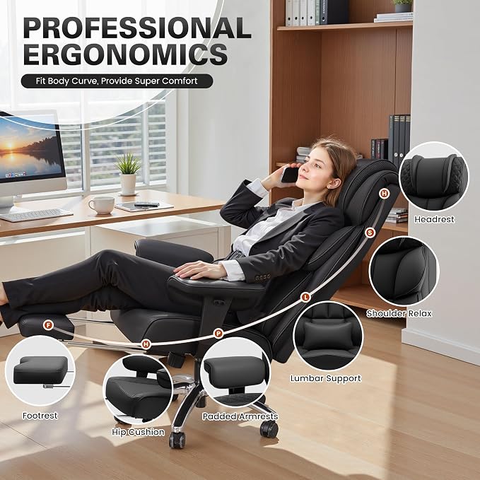 BestGlory Office Desk Chair, Big and Tall Leather Gaming Chair - Image 3