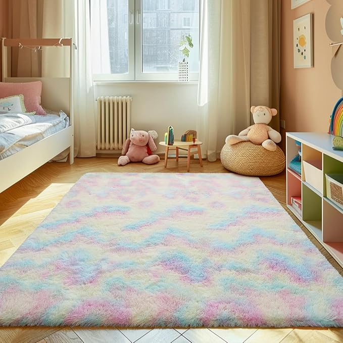Shag Area Rug for Bedroom 4x6, Fluffy Area Rugs for Living Room, Soft Fuzzy Rug by yulidayang