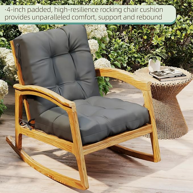 Outdoor Chair Cushions Set of 2, High Back Soft Seat Pad - Image 3