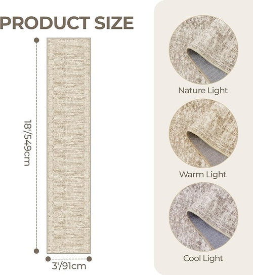 3x18 Washable Runner Rug for Hallway, Non-Slip Long Hallway Runner for Entryway - Image 2