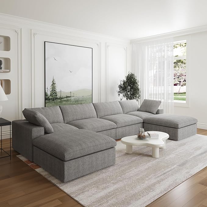 JACH U-Shaped Couches for Living Room, 6-Seats Modular Convertible Sectional - Image 7