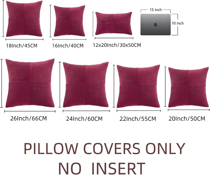 Fancy Homi 2 Packs Burgundy Red Decorative Throw Pillow Covers 16x16 Inch - Image 6