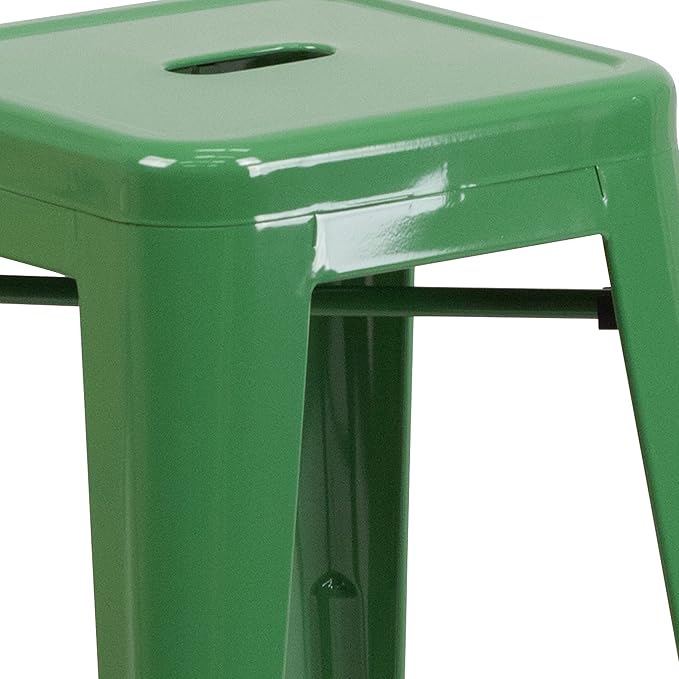 Flash Furniture Kai Commercial Grade 24" High Backless Green Metal - Image 9