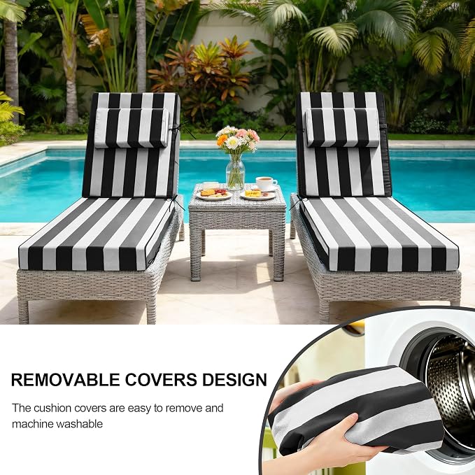 Chaise Lounge Cushions Outdoor 72x21x6 Inch, Fade Resistant 6'' Thicken Outdoor - Image 8
