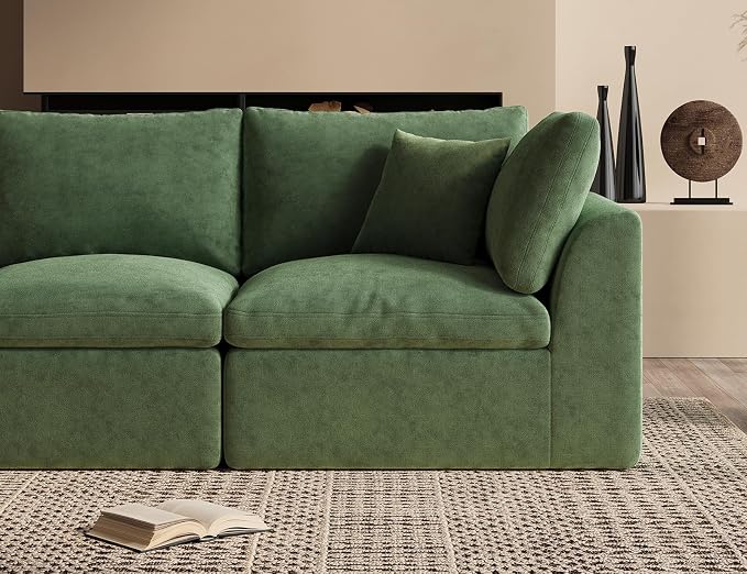 ohllob 140" U Shaped Couch, Cloud Sectional Couches - Image 6