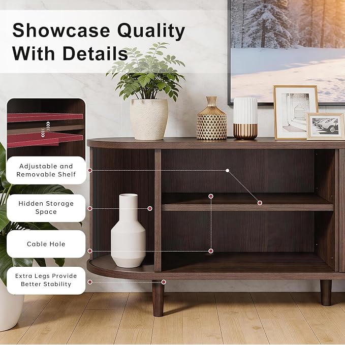 70" Mid Century Modern TV Stand, Wood TV Consoles - Image 6