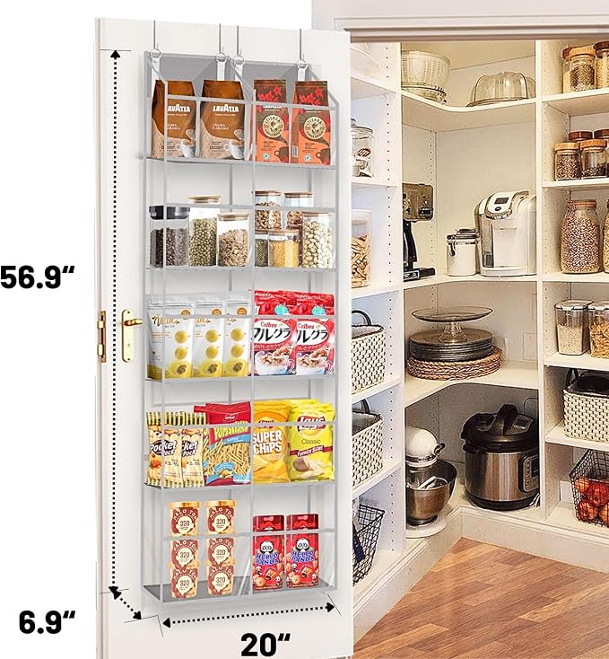 Over the Door Organizer 5 Tiers, Extra Large Behind Door Storage of 10 - Image 7