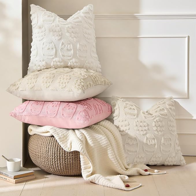 decorUhome Easter Cream White Egg Pillow Covers 20x20 Inch Set of 2, Soft Plush - Image 2