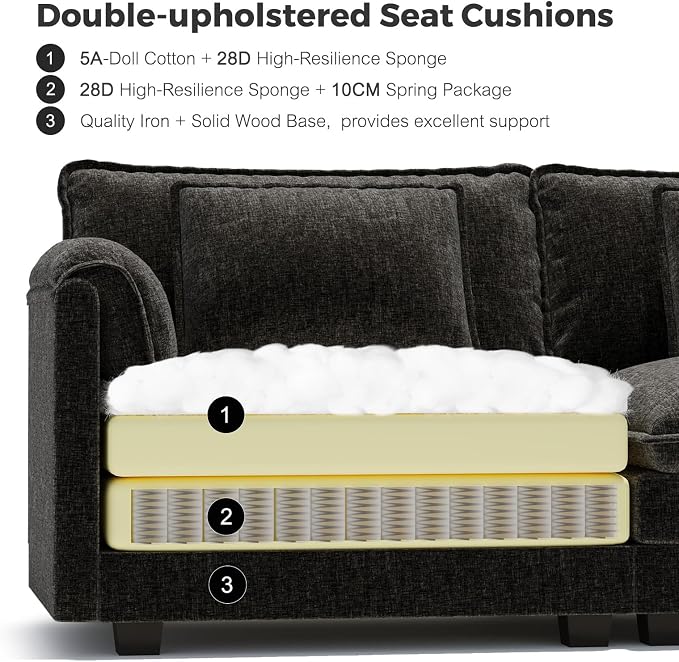 ELUCHANG Oversized 153" Modular Sectional Sofa, Comfy Cloud Couch, L Shaped - Image 7