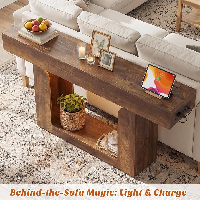 Homieasy Console Table, Farmhouse Wooden Sofa Table Behind Couch, Narrow - Image 5