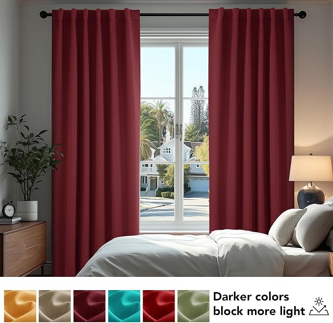 Deconovo Blackout Curtains, Thermal Insulated, W52 x L108 2 Panels, Back Tab - Image 4