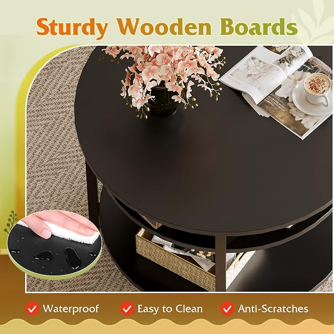 WLIVE Round Lift Top Coffee Table - Image 7