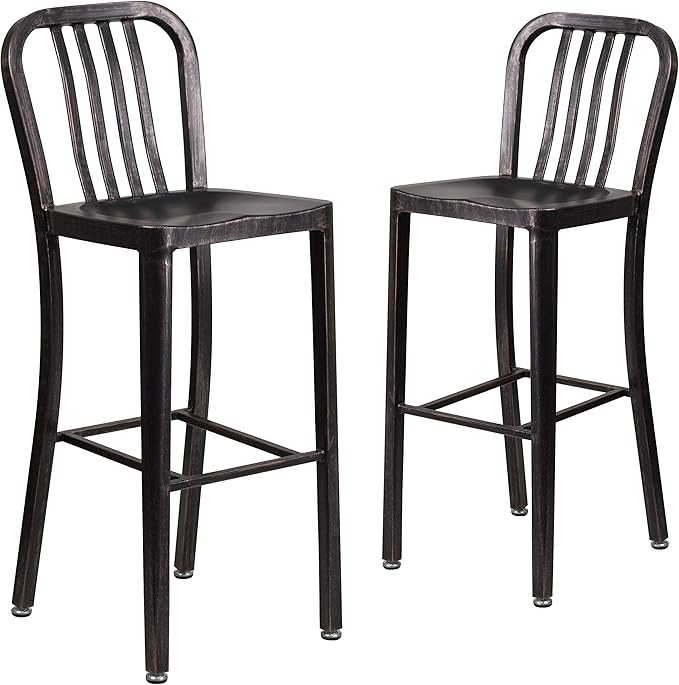 Flash Furniture Gael Commercial Grade 2 Pack 30" High Black-Antique Gold Metal by FlashFurniture