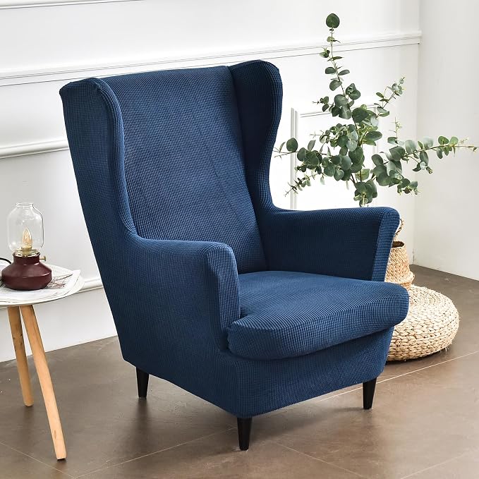 HAOYONG Jacquard Wingback Chair Cover Thickening Wing Armchair Covers Set of 2 - Image 2