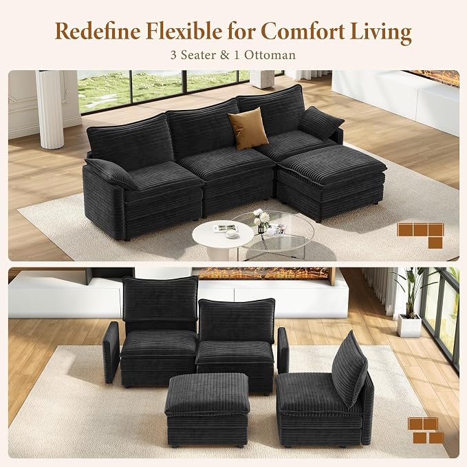 Vesgantti 108" Modular Cloud Couch, Deep Seat Sectional Sofa - Image 7