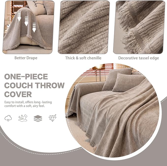 DREAMINGO Chenille Sofa Cover Washable Pet Couch Protector Cover Textured Couch - Image 3