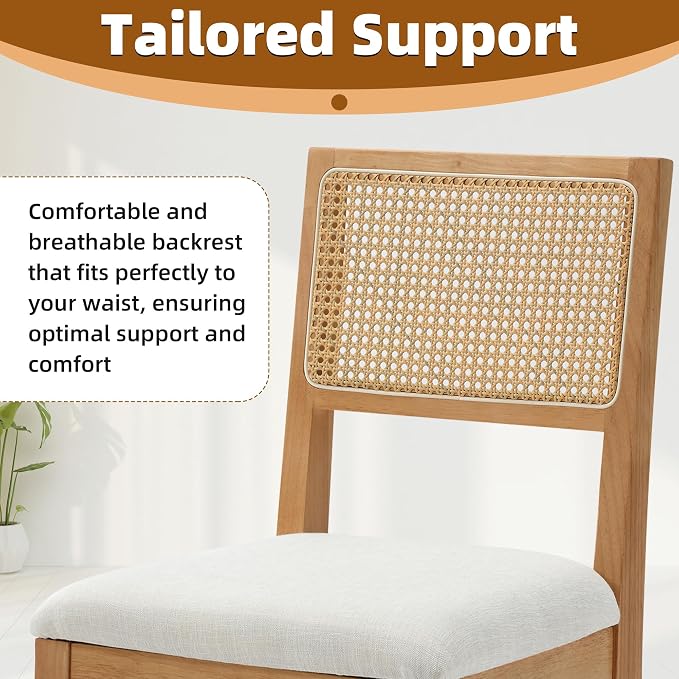 Westice Rattan Dining Chairs Set of 4, Farmhouse Natural Dining Room Chairs - Image 4