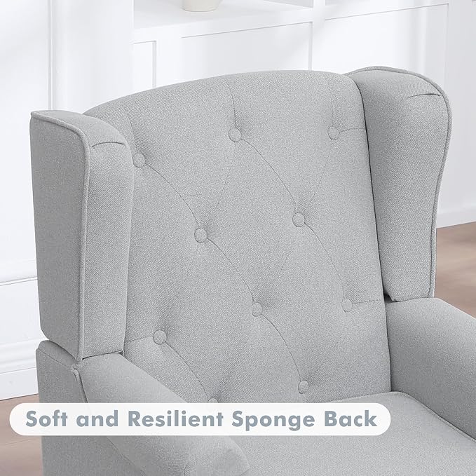 Accent Chair for Living Room, Mid Century Modern Upholstered Armchair, Wingback - Image 6
