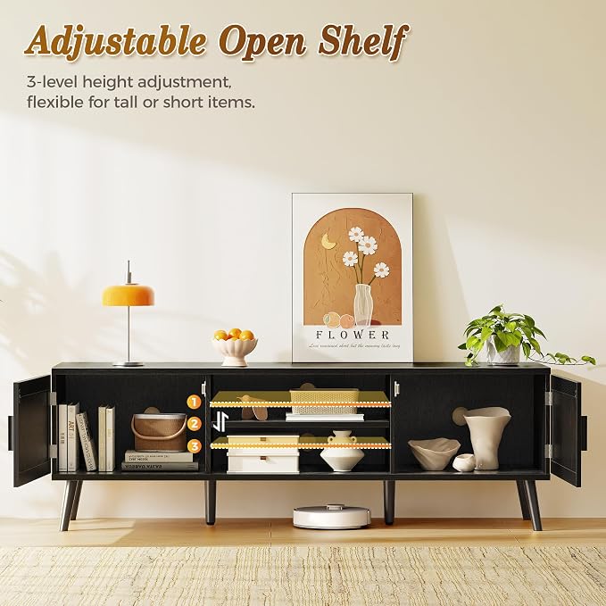 SUPERJARE TV Stand for 65 Inch TV, Entertainment Center - Image 3