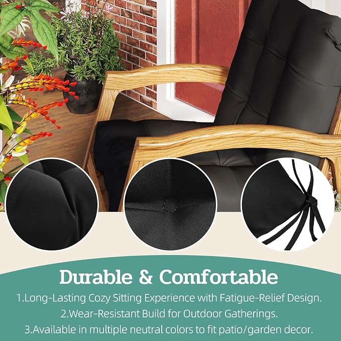 Outdoor Chair Cushions Set of 2, High Back Soft Seat Pad - Image 6