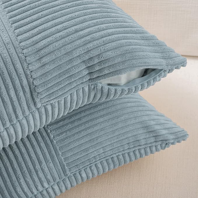 Fancy Homi Set of 2 Light Blue Lumbar Decorative Throw Pillow Covers 12x20 Inch - Image 3