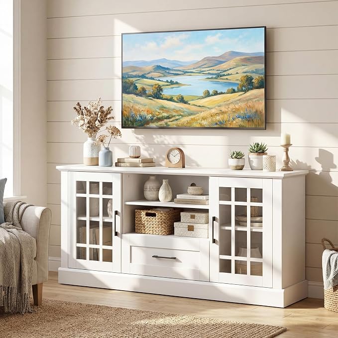 Giantex Farmhouse TV Stand for 65/70 Inch TV, Tall Entertainment Center - Image 3