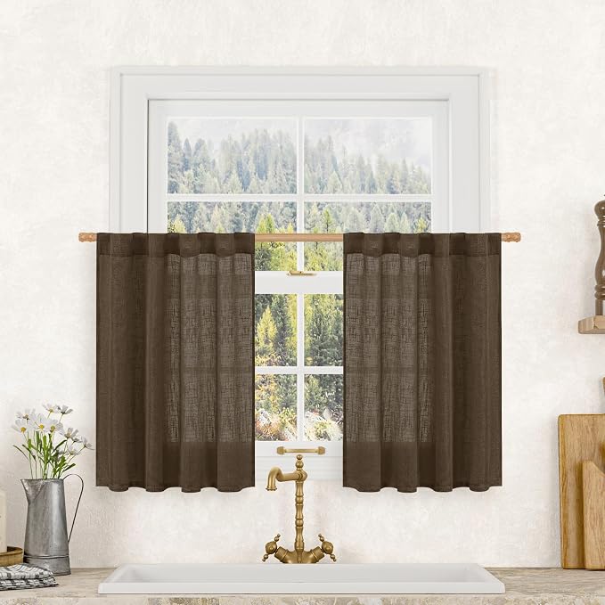 LAMIT Linen Curtains 30 Inch Length by LAMIT