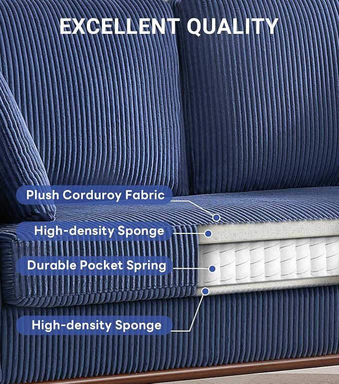 Kingfun 65" Corduroy Love Seat - Image 6