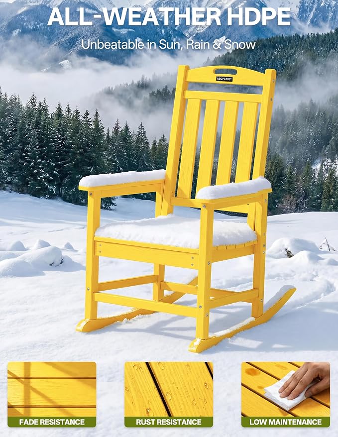 Outdoor Adirondack Rocking Chairs All-Weather HDPE Patio Rocker Chair - Image 6