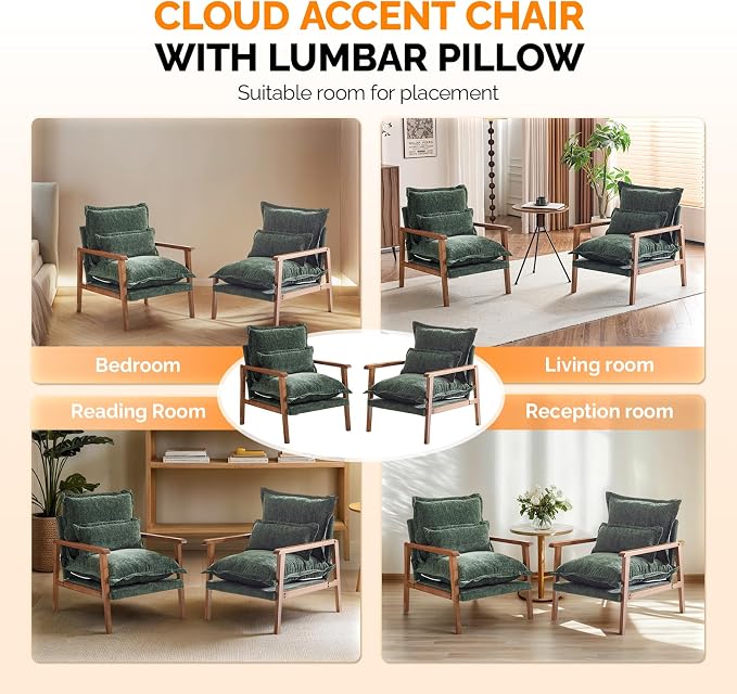 VINGLI Mid-Century Modern Cloud Accent Armchairs set of 2 - Image 8