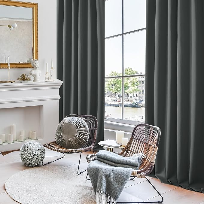 Deconovo Blackout Curtains, Thermal Insulated, W52 x L84 2 Panels, Back Tab - Image 4