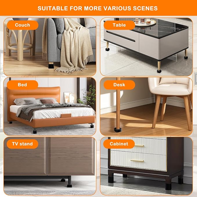 Furniture Risers Adjustable Bed Risers Heavy Duty Lifts Height 3", Square - Image 6
