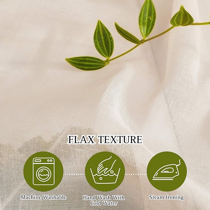 NICETOWN Short Linen Curtains Semi Sheer 45" L - Image 6