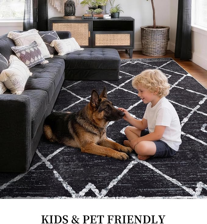 YIHOUSE Moroccan Area Rugs for Living Room 5x7, Western Geometric Soft Low-Pile - Image 5