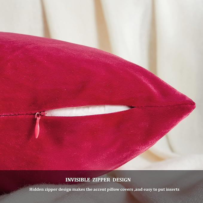 GIGIZAZA Red Velvet Decorative Throw Pillow Covers - Image 5