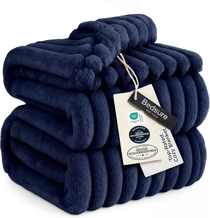 Bedsure GentleSoft Navy Blue Fleece Blanket by BEDSURE