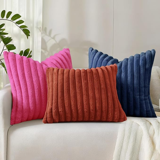 decorUhome Summer Cozy Faux Fur Throw Pillow Covers 26x26 Set of 2 Decorative - Image 9