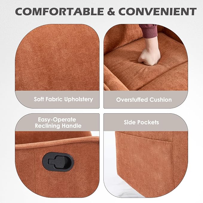 Trustyue Swivel Rocker Recliner Chair, 360° Swivel Recliner - Image 9