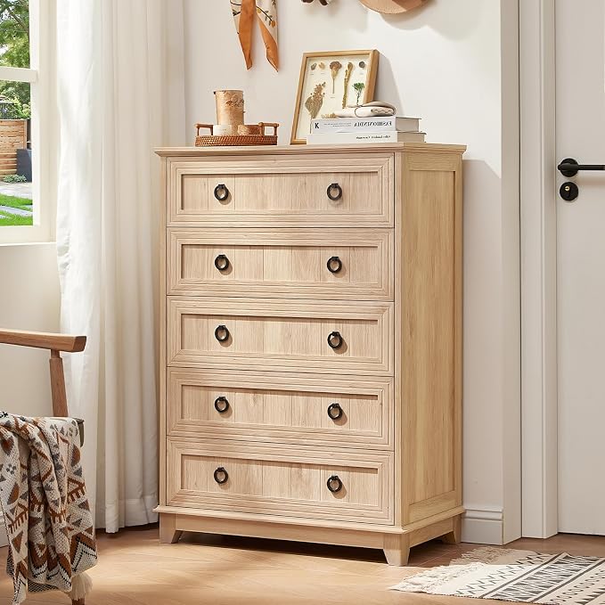 Joaxswe Farmhouse 5 Drawer Dresser - Image 5