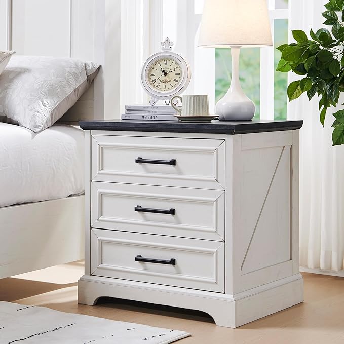 ACCOHOHO Farmhouse Nightstands Set of 2, 22 Inch Wide End Table - Image 2