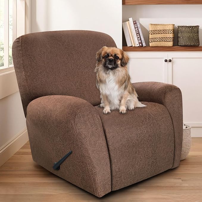 ANARACHON Recliner Chair Covers Leather Look, 4 Pieces Recliner Covers Non Slip - Image 2