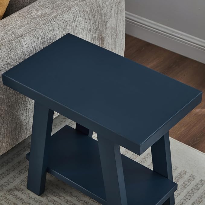 Roundhill Furniture Athens Contemporary Wood Shelf Side Table in Navy Blue - Image 4