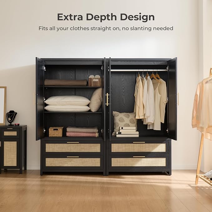 SICOTAS Larger Armoire Wardrobe Closet, Boho Armoire Clothes Organizer - Image 3