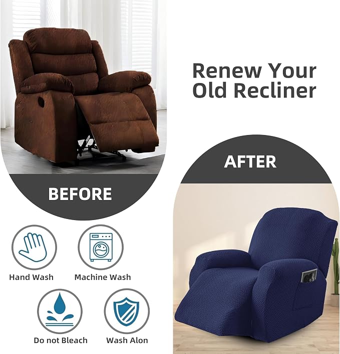 Genina Recliner Chair Covers, Stretch Reclining Chair Cover, Recliner Sofa - Image 6