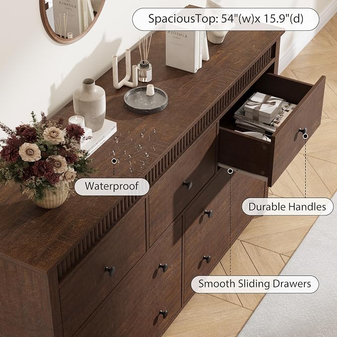 GarveeHome 7 Drawer Dresser for Bedroom, Modern Long Storage Dresser Organizer - Image 5