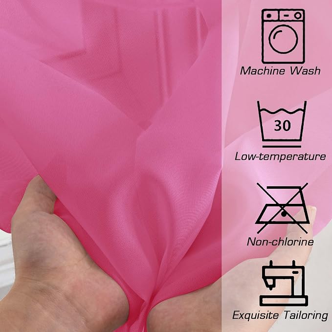 OWENIE Hot Pink Kitchen Sheer Curtains - Image 5