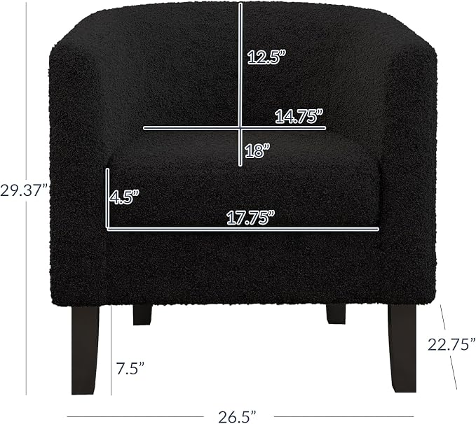BELLEZE Living Room Chairs Set of 2, Teddy Polyester Accent Barrel Chairs - Image 3
