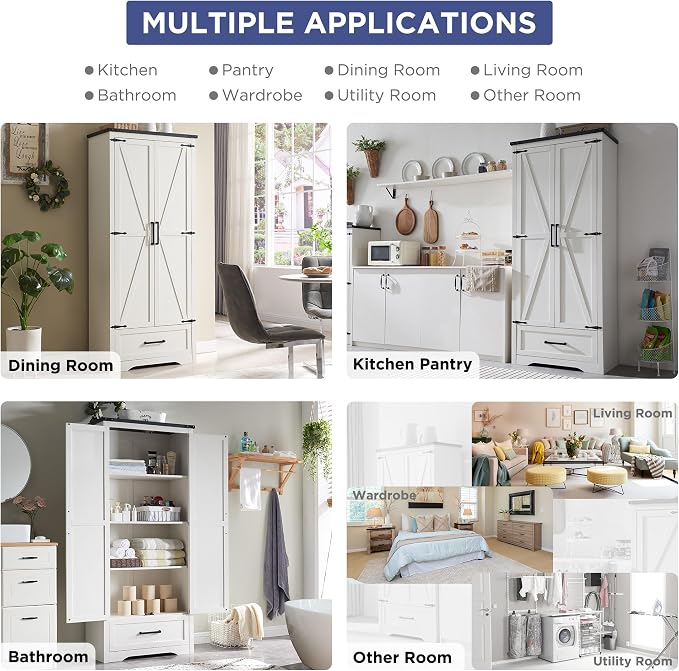 JXQTLINGMU Farmhouse Kitchen Pantry Cabinet - Image 3